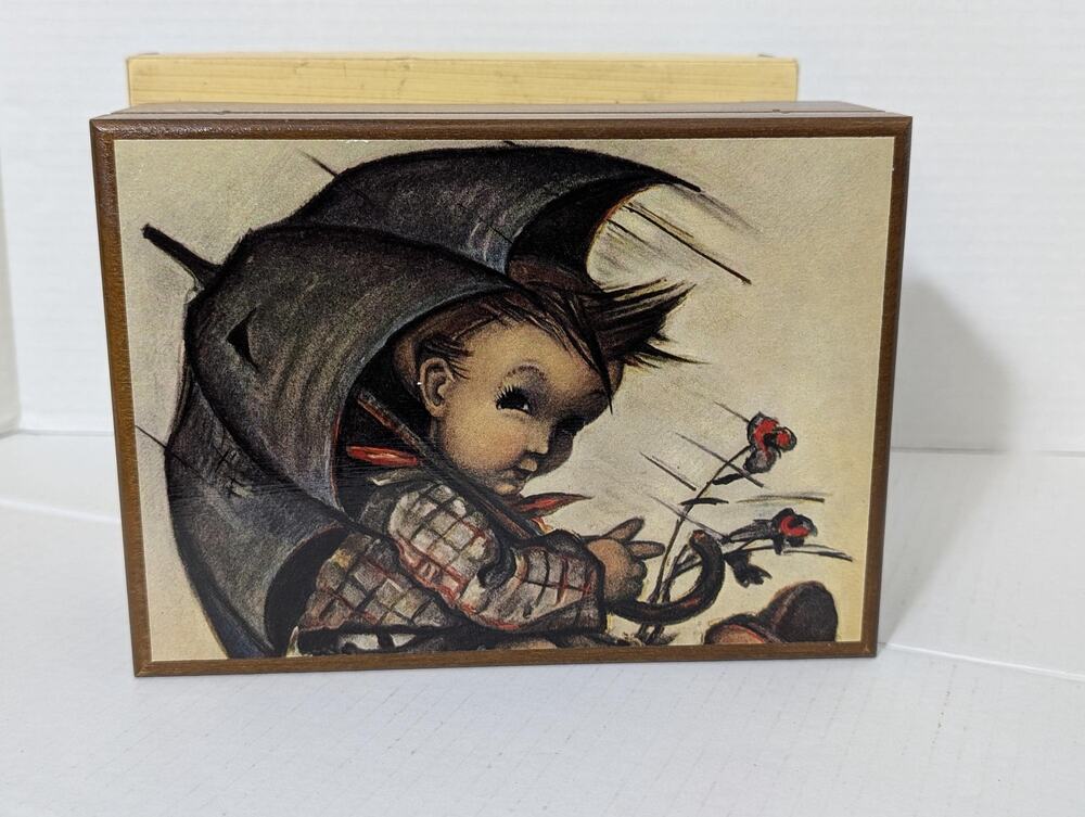 Lara's Theme Hummel Umbrella Boy Vintage Wood Music Box Reuge NOS Switzerland